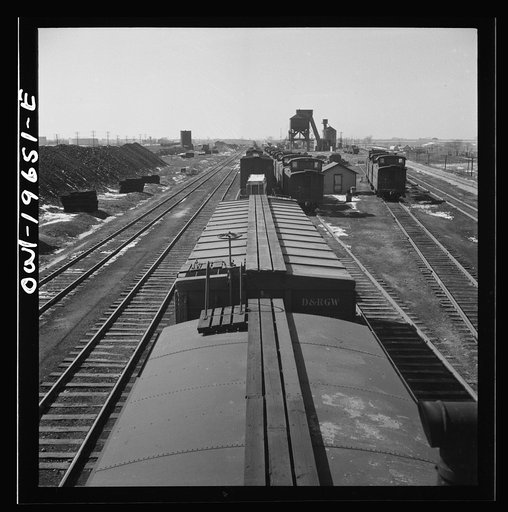 Marceline, Missouri. A train going through the Atchison, Topeka, and Santa Fe Railroad yard
