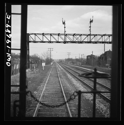 Kansas City, Missouri. Atchison, Topeka, and Santa Fe Railroad tracks, approaching Kansas City