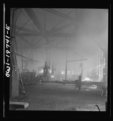 Topeka, Kansas. A general view of the blacksmith shop of the Atchison, Topeka, and Santa Fe Railroad