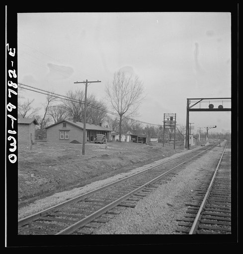 Untitled photo, possibly related to: Craig, Kansas. Track crossover. For twelve and one half miles west of Argentine, the track reversal system is used