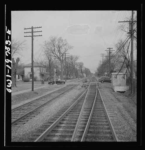Untitled photo, possibly related to: Craig, Kansas. Track crossover. For twelve and one half miles west of Argentine, the track reversal system is used