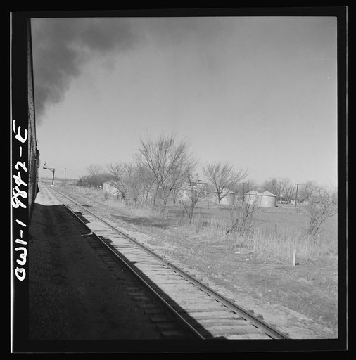 Untitled photo, possibly related to: Argonis, Kansas. Wheat storage bins on the Atchison, Topeka and Santa Fe Railroad between Wellington, Kansas and Waynoka, Oklahoma