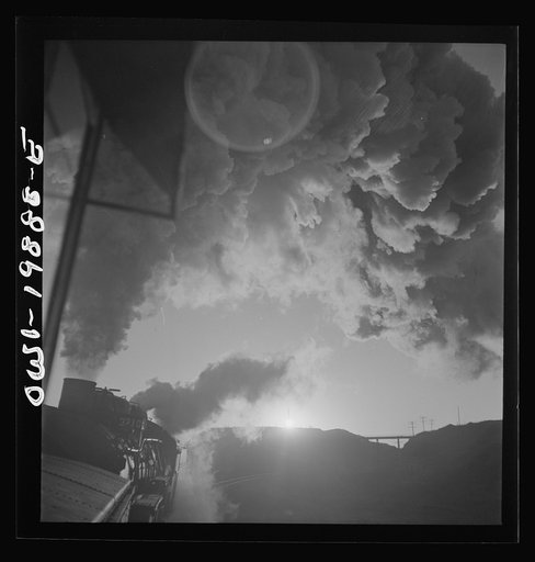 Curtis, Oklahoma. Helper engine leaving the train on Atchison, Topeka, and Santa Fe Railroad