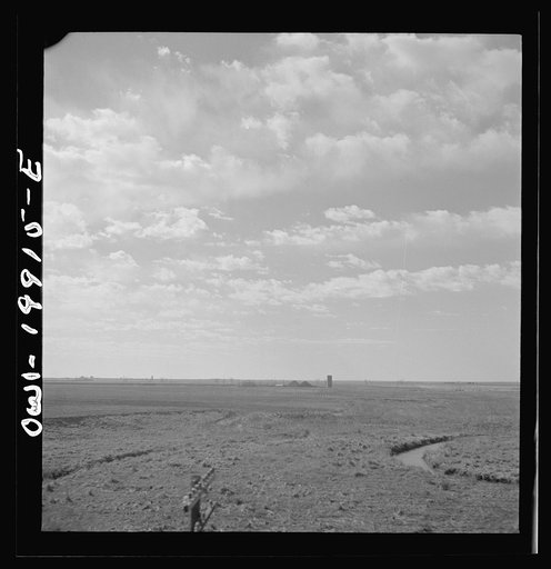 Untitled photo, possibly related to: Tangier, Oklahoma. Scrub lands along the Atchison, Topeka, and Santa Fe Railroad