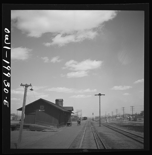 Miami, Texas. Going through a town on the Atchison, Topeka and Santa Fe Railroad