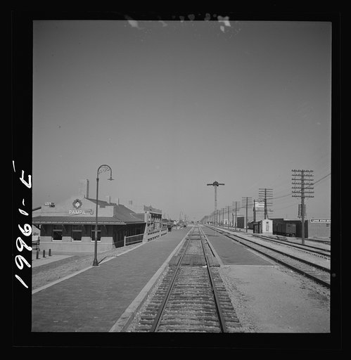 Pampa, Texas. Going through a town on the Atchison, Topeka, and Santa Fe Railroad
