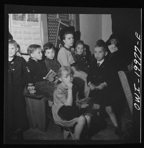 Washington, D.C. Sunday school children and teacher listening to services at the First Wesleyan Methodist Church