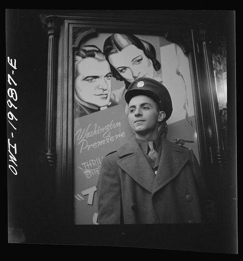 Washington, D.C. Soldier in front of the Capitol theatre