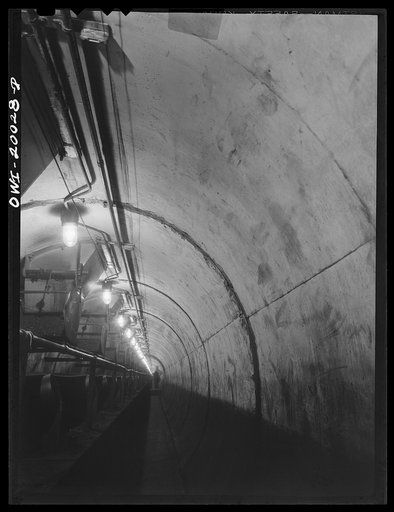 Untitled photo, possibly related to: Milwaukee Western Fuel Company, Milwaukee, Wisconsin. The tunnel at the Seventeenth Street docks of the Milwaukee Western Fuel Company. This is an underground tunnel that runs underneath the coal piles along the entire length of the Seventeenth Street dock. It is
