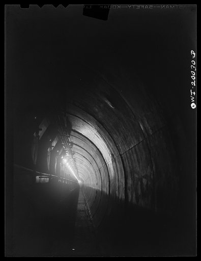 Untitled photo, possibly related to: Milwaukee Western Fuel Company, Milwaukee, Wisconsin. The tunnel at the Seventeenth Street docks of the Milwaukee Western Fuel Company. This is an underground tunnel that runs underneath the coal piles along the entire length of the Seventeenth Street dock. It is