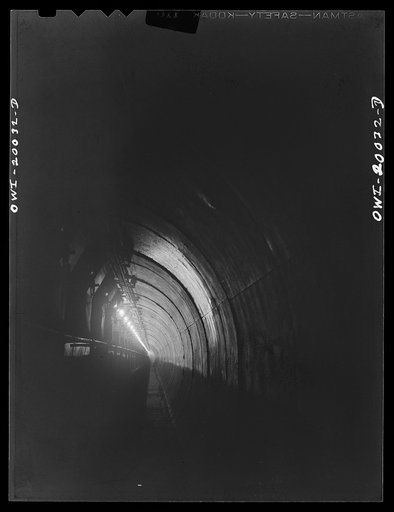 Untitled photo, possibly related to: Milwaukee Western Fuel Company, Milwaukee, Wisconsin. The tunnel at the Seventeenth Street docks of the Milwaukee Western Fuel Company. This is an underground tunnel that runs underneath the coal piles along the entire length of the Seventeenth Street dock. It is