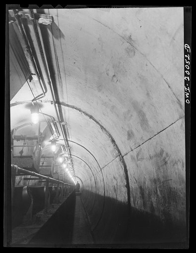 Untitled photo, possibly related to: Milwaukee Western Fuel Company, Milwaukee, Wisconsin. The tunnel at the Seventeenth Street docks of the Milwaukee Western Fuel Company. This is an underground tunnel that runs underneath the coal piles along the entire length of the Seventeenth Street dock. It is