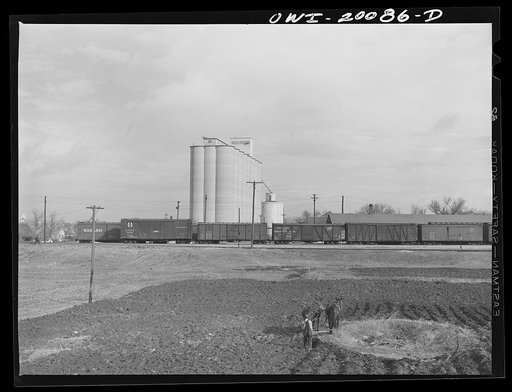 Wellington, Kansas. Hired man ploughing a strip of land on the Atchison, Topeka and Santa Fe Railroad right of way. This strip has been rented by one of the railroad office workers
