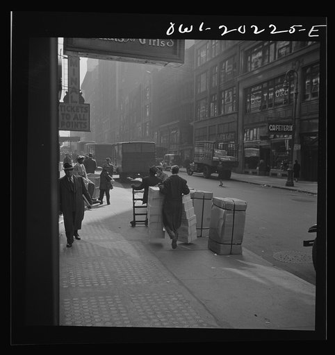 New York, New York. Loading trucks in the garment district
