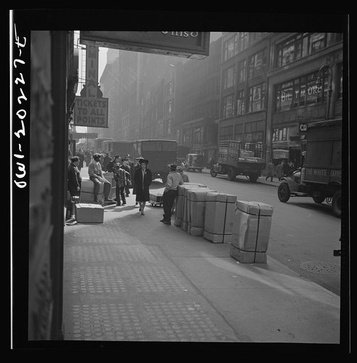 New York, New York. Loading trucks in the garment district