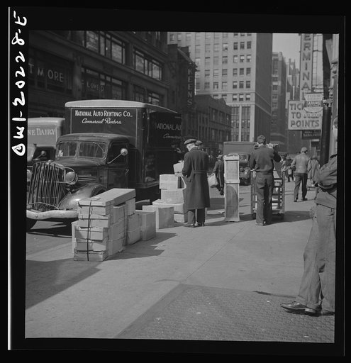 New York, New York. Loading trucks in the garment district