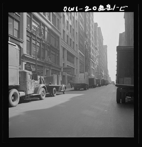 New York, New York. Trucks in the garment district