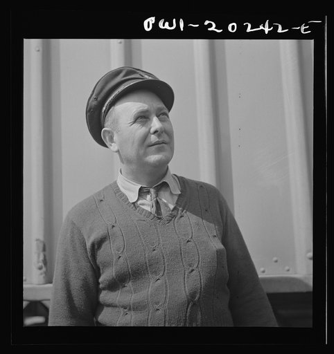 Baltimore, Maryland. A truck driver at the Associated Transport terminal