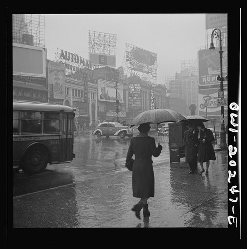 New York, New York. Times Square on a rainy day