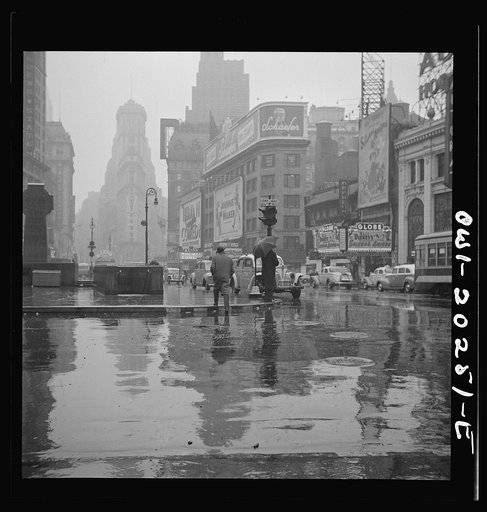 New York, New York. Times Square on a rainy day