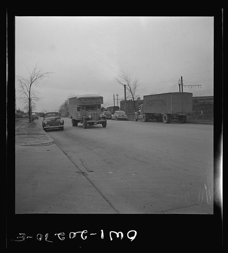 Street with trucks, probably New York Avenue, N.E., Washington, D.C.
