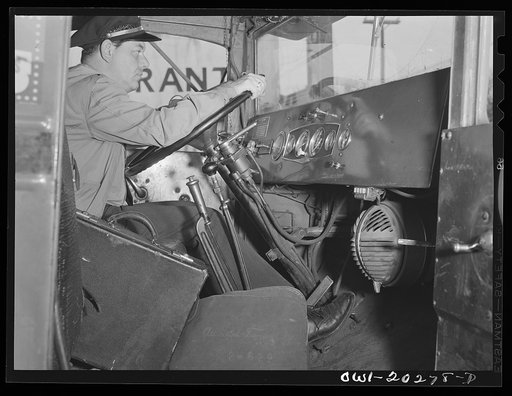Bob Daugherty at the wheel of a Brown truck near Culpeper, Virginia