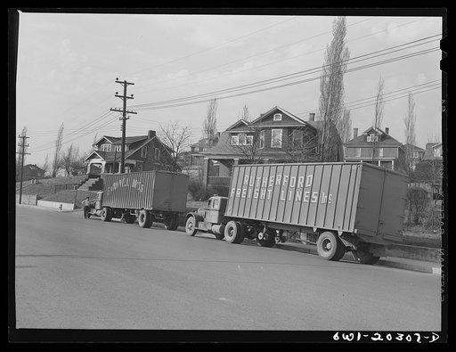 Roanoke, Virginia. Trucks stopped for lunch along U.S. Highway Route no. 11