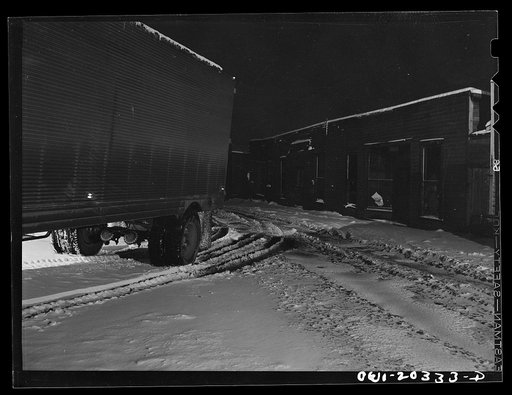 Untitled photo, possibly related to: Boone, North Carolina. Truck stopped for refueling