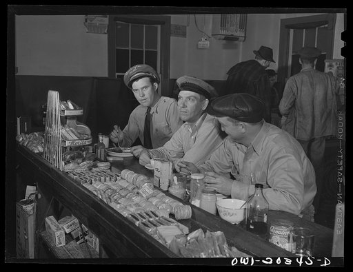 Untitled photo, possibly related to: Truck drivers having dinner at a highway stop near Wytheville, Virginia