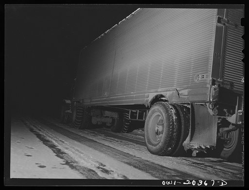 Untitled photo, possibly related to: Boone, North Carolina. Truck stopped for refueling