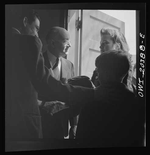 Washington, D.C. Reverend Foot greeting members of his congregation after services at the First Wesleyan Methodist church