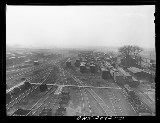 Untitled photo, possibly related to: Sandstorm over a Atchison, Topeka and Santa Fe Railroad