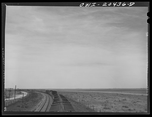 Untitled photo, possibly related to: Melrose (vicinity), New Mexico. Going across the cattle and sheep country along the Atchison, Topeka and Santa Fe Railroad