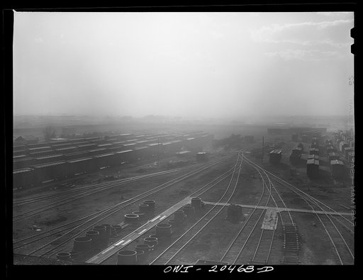 Sandstorm over a Atchison, Topeka and Santa Fe Railroad