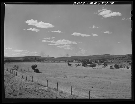 Abo (vicinity), New Mexico. Going through the country along the Atchison, Topeka and Santa Fe Railroad enroute to Belen, New Mexico