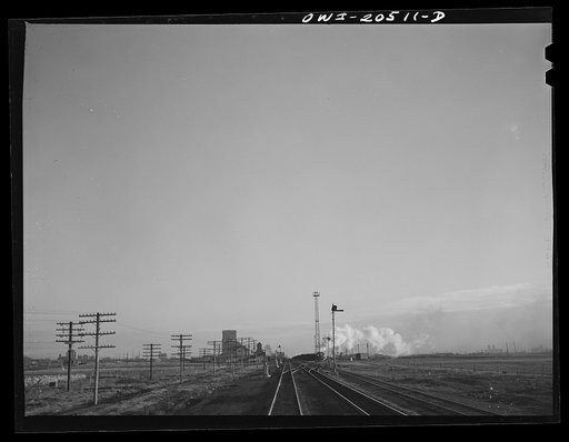 Amarillo, Texas. Pulling out of the Amarillo yard on the Atchison, Topeka and Santa Fe Railroad