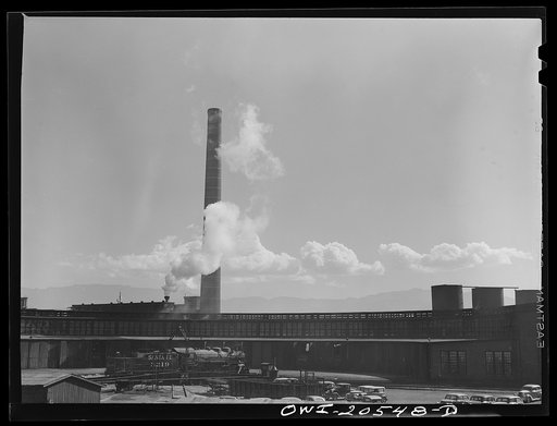 Albuquerque, New Mexico. Engine on the turntable at the Atchison, Topeka, and Santa Fe Railroad roundhouse