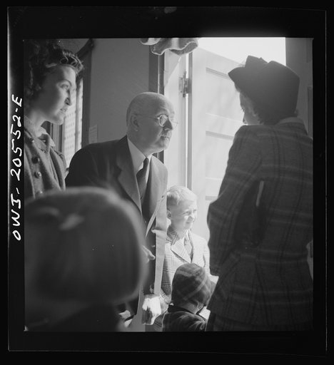 Washington, D.C. Reverend Foot greeting members of his congregation after services at the First Wesleyan Methodist church