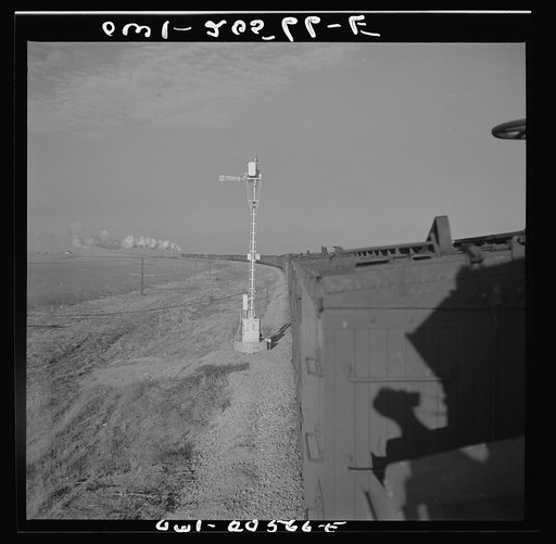 Dawn, Texas. Crossing Texas wheat country along the Atchison, Topeka, and Santa Fe Railroad between Amarillo, Texas and Clovis, New Mexico