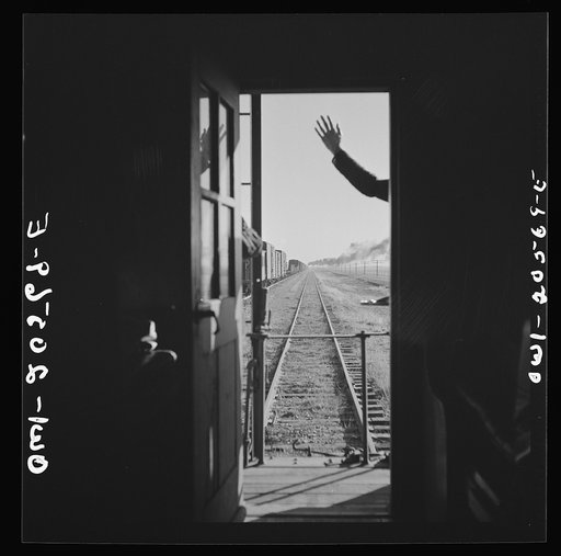 Untitled photo, possibly related to: Hereford, Texas. Crossing Texas wheat country on the Atchison, Topeka, and Santa Fe Railroad between Amarillo, Texas and Clovis, New Mexico