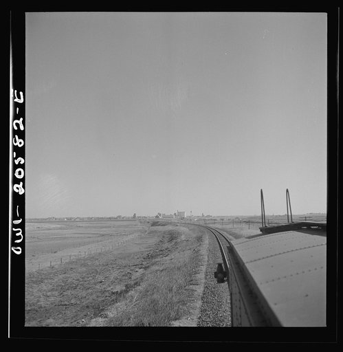 Hereford, Texas. Leaving the town on the Atchison, Topeka, and Santa Fe Railroad between Amarillo, Texas and Clovis, New Mexico
