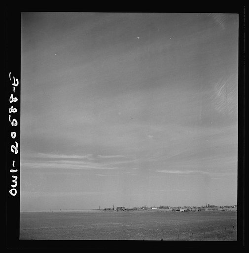 Friona, Texas. Going past the town on the Atchison, Topeka and Santa Fe Railroad between Amarillo, Texas and Clovis, New Mexico