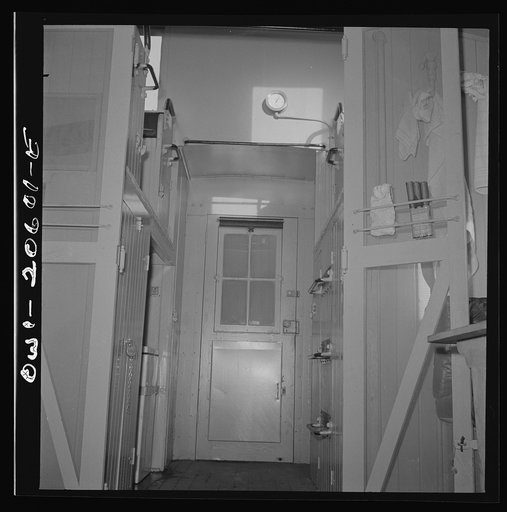 Clovis, New Mexico. Interior of new caboose on the Atchison, Topeka and Santa Fe Railroad