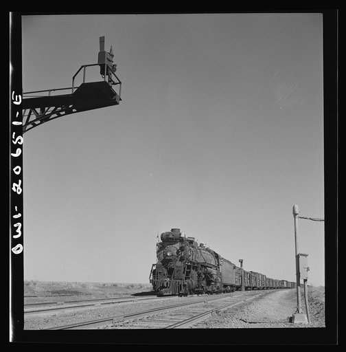 Untitled photo, possibly related to: Fort Sumner, New Mexico. Going across the sheep and cattle country along the Atchison, Topeka, and Santa Fe Railroad, between Clovis and Vaughn, New Mexico