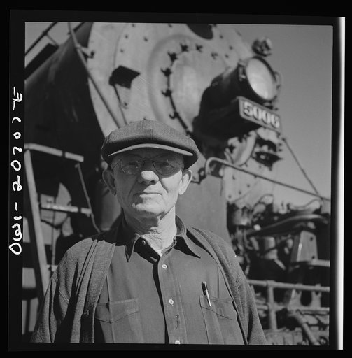 Vaughn, New Mexico. Conductor Ennis O'Niell of Clovis, New Mexico, who was about to leave on the return trip