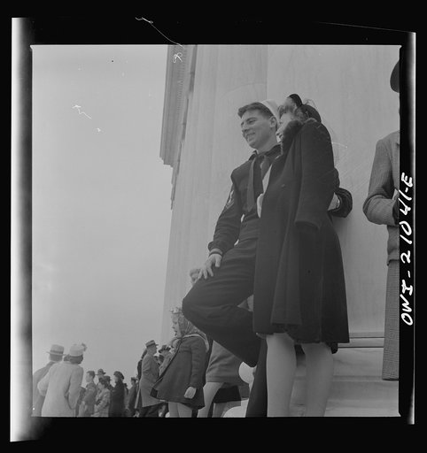 Untitled photo, possibly related to: Washington, D.C. Posing for a snapshot on the steps of the Jefferson Memorial