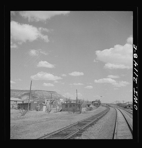 Laguna, New Mexico. Passing through the town along the Atchison, Topeka and Santa Fe Railroad between Belen and Gallup, New Mexico