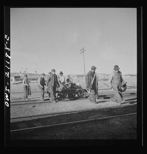 Thoreau, New Mexico. Section crew coming in after a day's work along the Atchison, Topeka and Santa Fe Railroad between Belen and Gallup, New Mexico