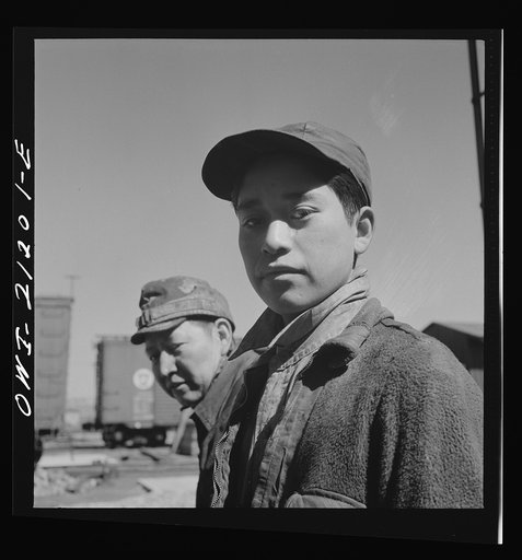 Gallup, New Mexico. Clyde Trujillo, eighteen-year-old Indian worker who has been employed in the Atchison, Topeka and Santa Fe Railroad car shops for four months