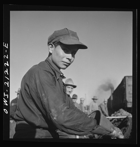Winslow, Arizona. A young Indian laborer working in the Atchison, Topeka and Santa Fe Railroad yard